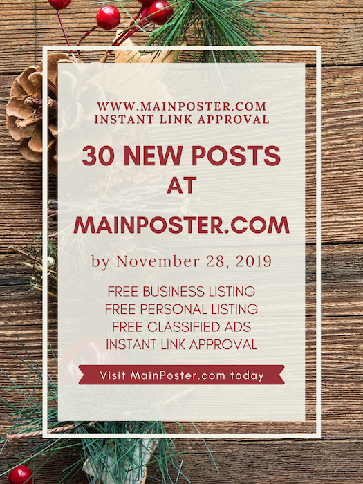 30 new posts at MainPoster.com by November 28, 2019. MainPoster.com www.mainposter.com instant link approval online directory and classifieds