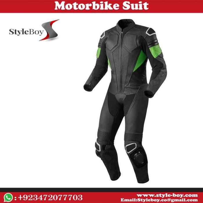 Men`s Fashion Motorbike Real Leather One Piece Suit with Armor Protection.