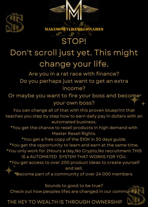 ATTENTION!! START YOUR OWN BUSINESS. $10K IN 30 DAYS PROVEN.