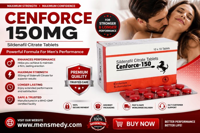 Buy Cenforce 150mg Dosage Online, Sildenafil Citrate