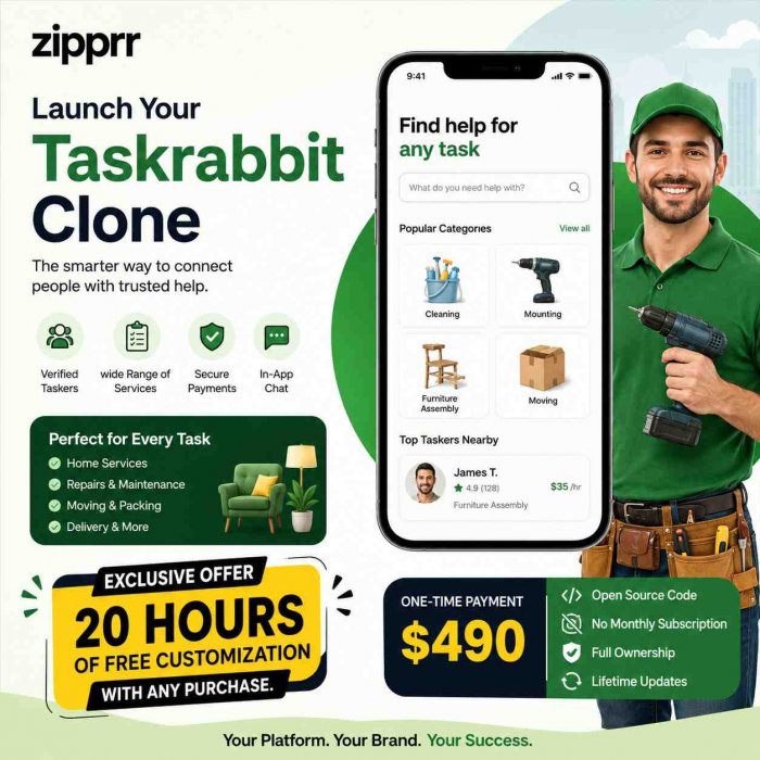 Sell Pro Plans: Zipprr Taskrabbit Clone, $490